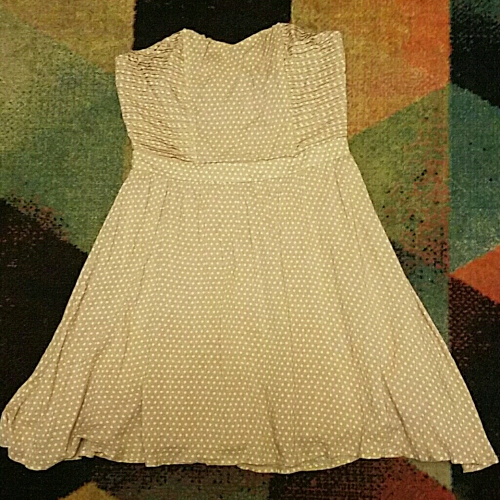 Peach polka dot strapless dress